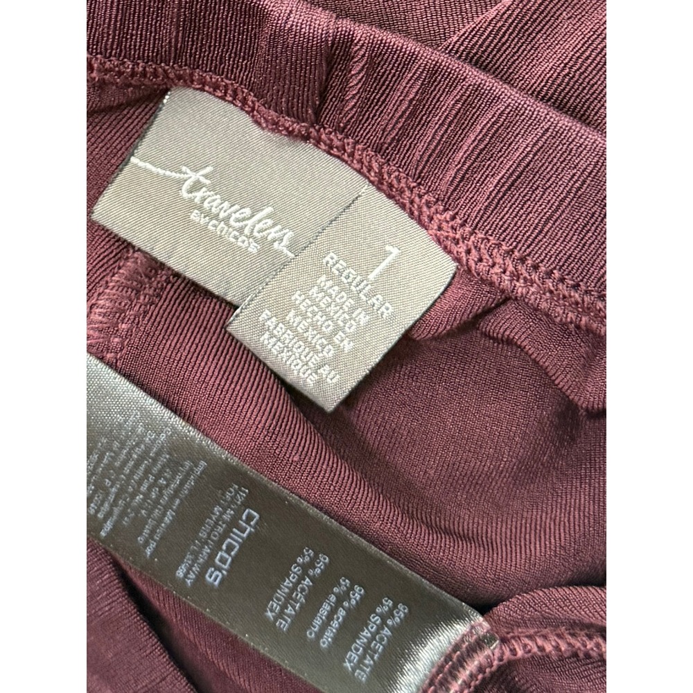 Chicos Travelers Plum Purple Slinky Knit Pants Pull On Elastic Waist Prep Med - Picture 6 of 10